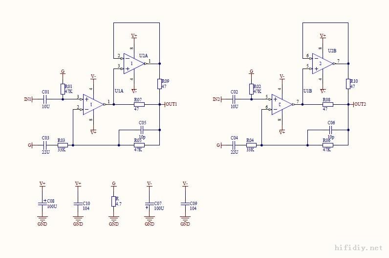 DIY 47(ad827运放)耳机功率放大器耳放
