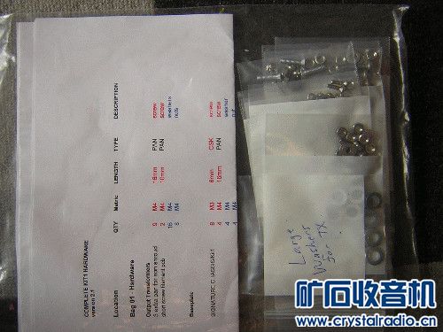 这一包是螺丝包,各种螺丝都包好并注明了用处及数量_副本.jpg 我也装了Audio Note Kit1 5th Anniversary Edition 300B单端胆机