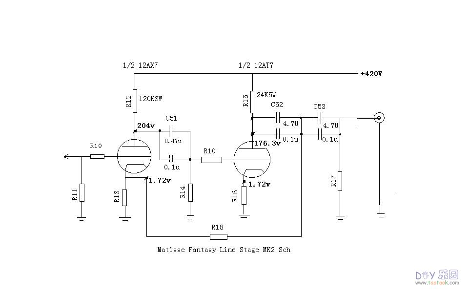 仿制经典Matisse Fantasy mk2(12at7)电子管胆前级