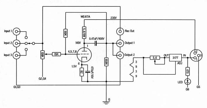 张八点的5842/417A单管电子管胆前级扩大机