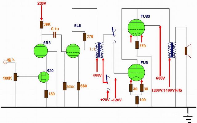 6n3+6l6+fu80电子管单端胆机出声了