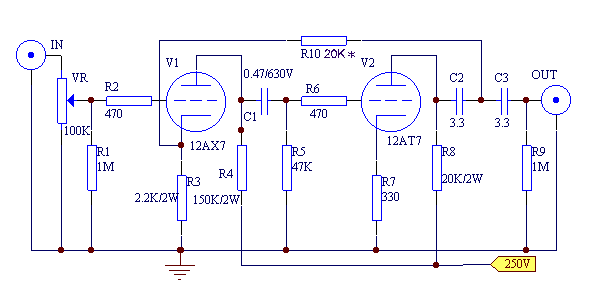 仿Matisse ATOM  12ax7+12at7 电子管胆前级