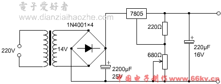 用7805制作连续可调稳压电源