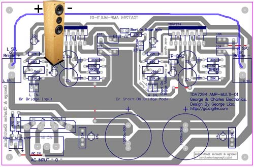 可直接設定為橋接(BTL)的TDA-7294雙聲道功率擴大機