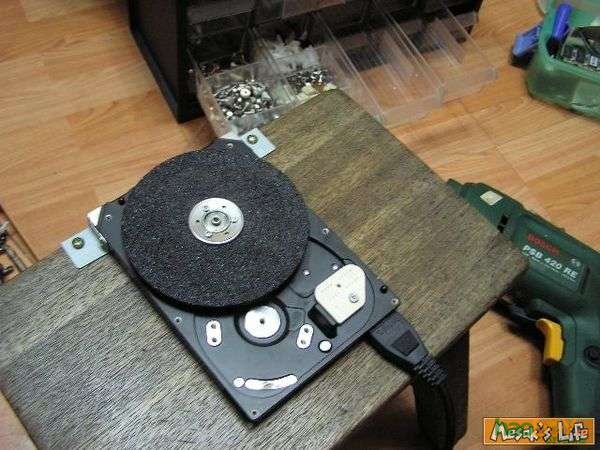自制砂轮机,坏硬盘发挥余热