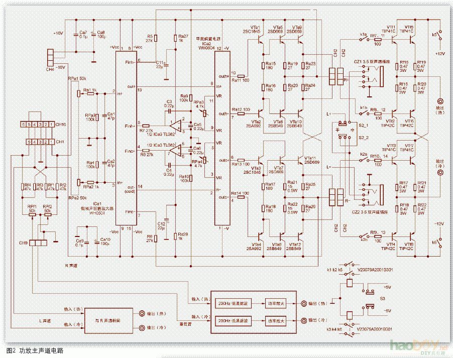 平衡式2.1声道桌面功放的制作