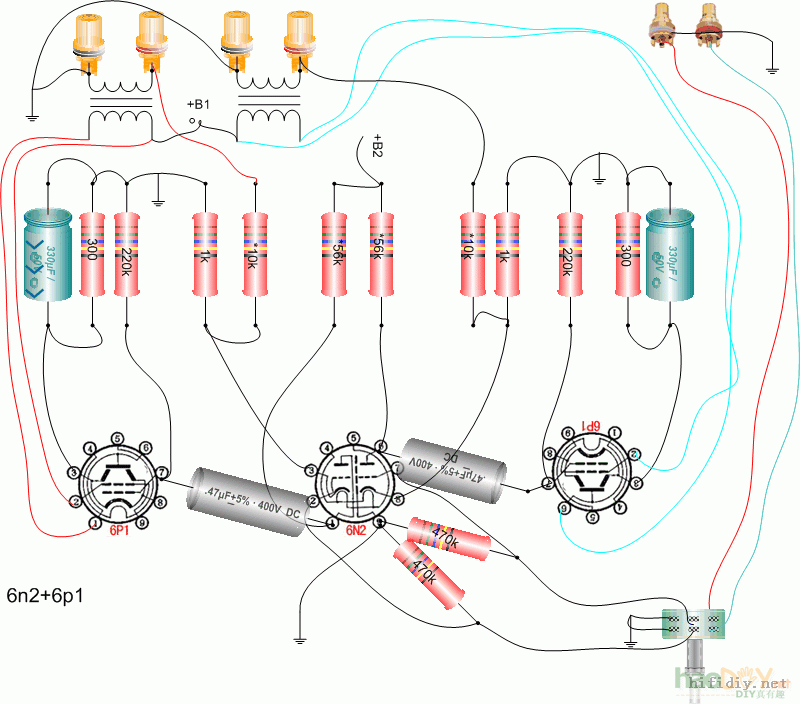 抽空重温胆机:做了台仿古的6N2+6p1电子管单端胆机功放,全套27厂