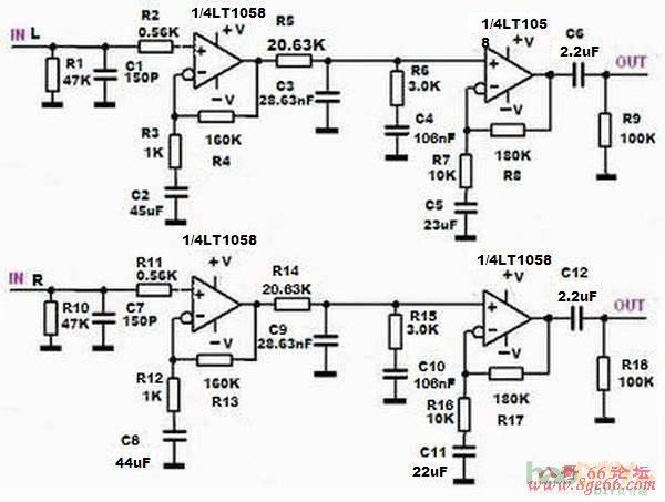 用美国线性技术公司LT1058构建RC衰减型唱放