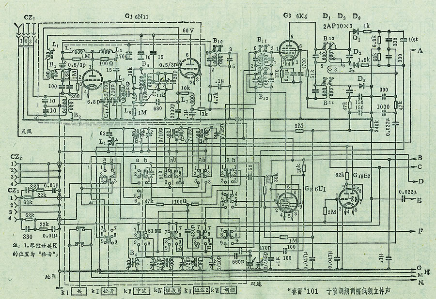 点击放大 春雷101型10管调频/调幅交流电子管收音机回顾