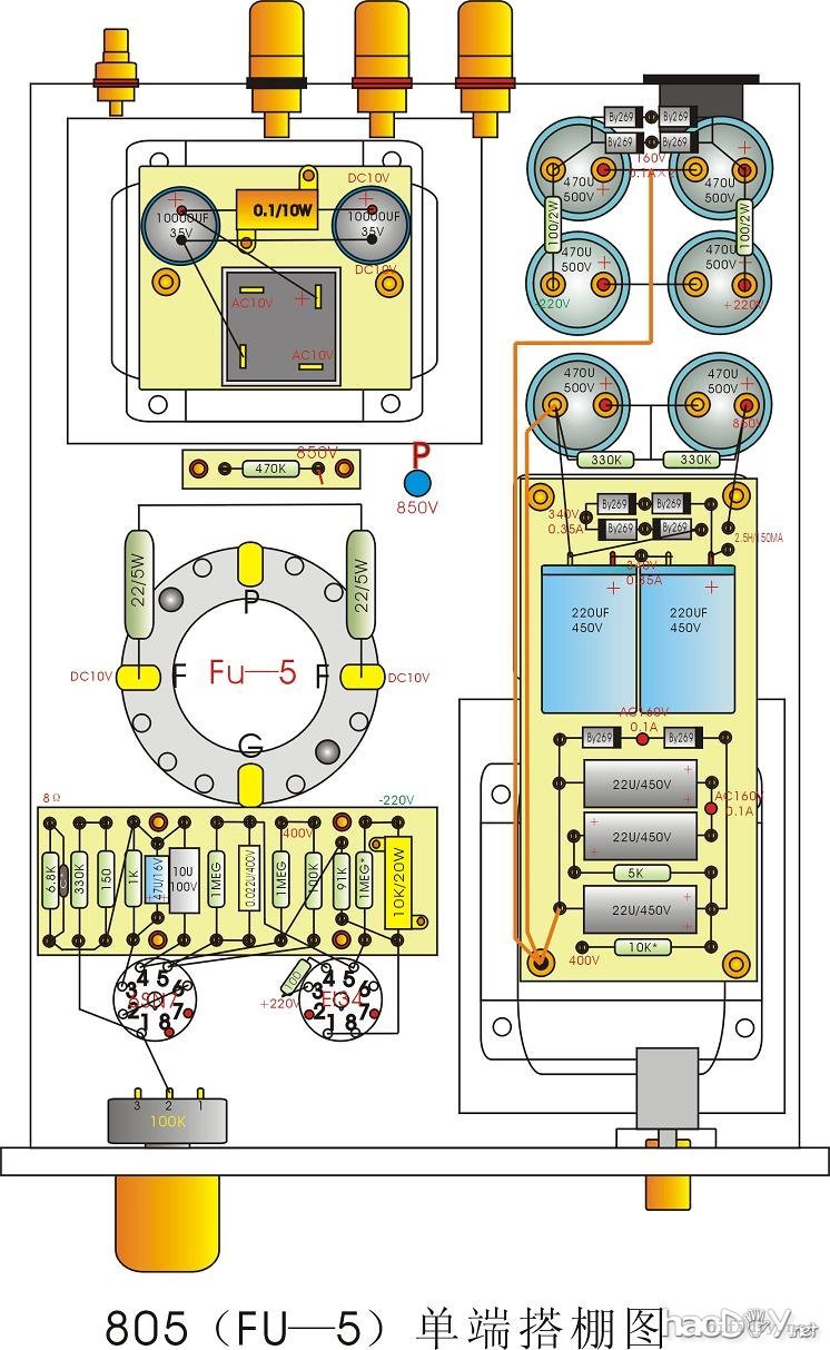 用心打造6sn7+el34+FU5(805)电子管单端胆机