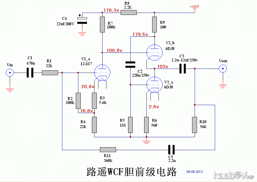 靓声未必一定要全部用贵料-WCF 12au7+6dj8(6n11)胆前级制作