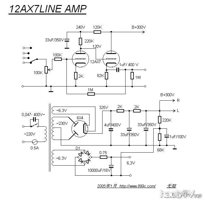花了一个星期做了个12ax7(6n2)胆前级