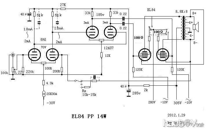 ecc85+el84(6p14)推挽胆机只有奇次谐波失真吗?实际测量+工具软