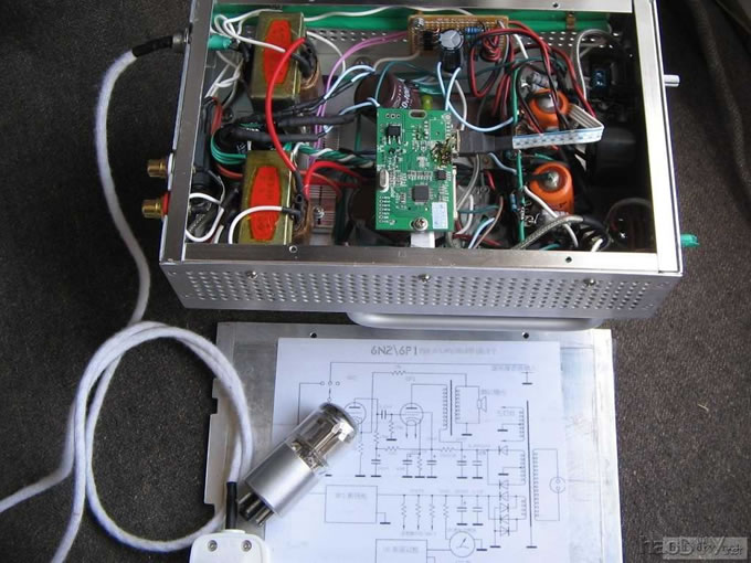 刚完工的全铝6n2+6p1单瑞胆机