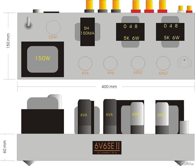 6sn7+6P6P(6V6)单端胆机竣工图