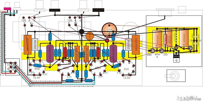 6sn7+6P6P(6V6)单端胆机竣工图
