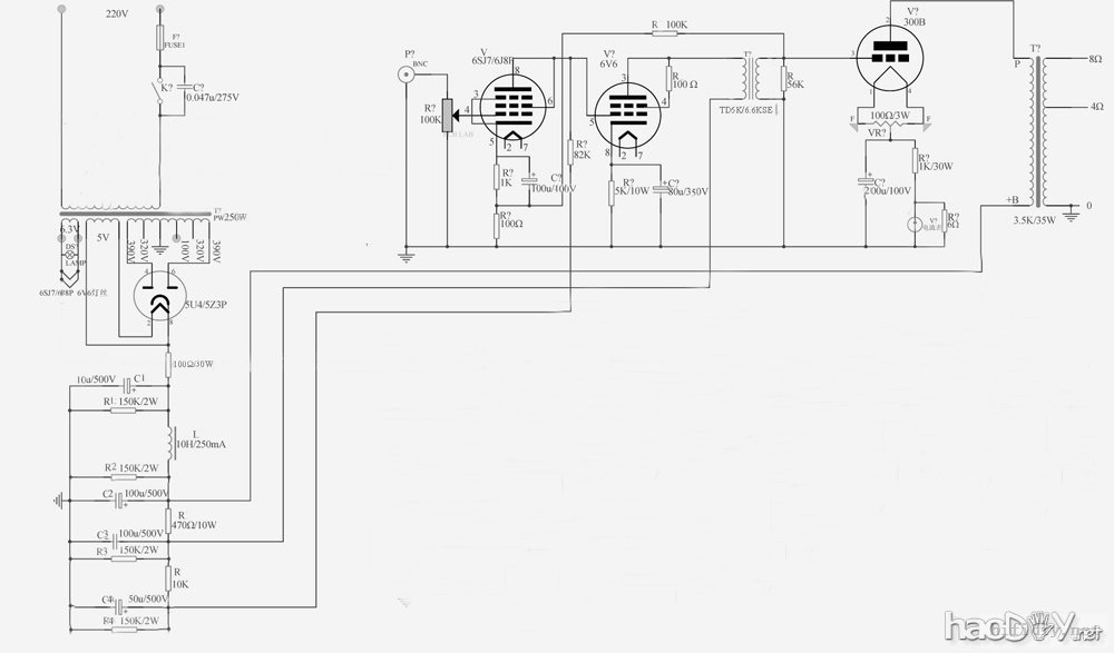 才做的6sj7(6j8p)+6v6+300b单端胆机图片发上来