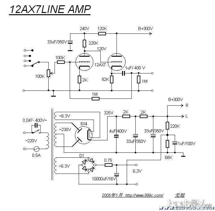 采用无胆前级线路制作的12AX7的胆前级