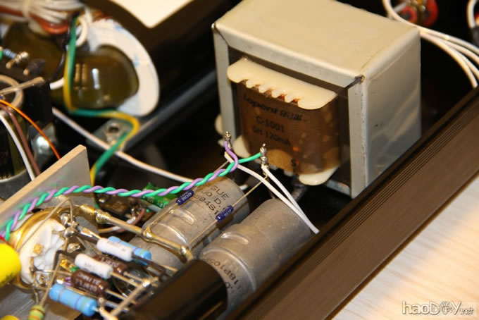 j版的12ax7推12au7电子管胆前级电路做好了,正在试机,还不错