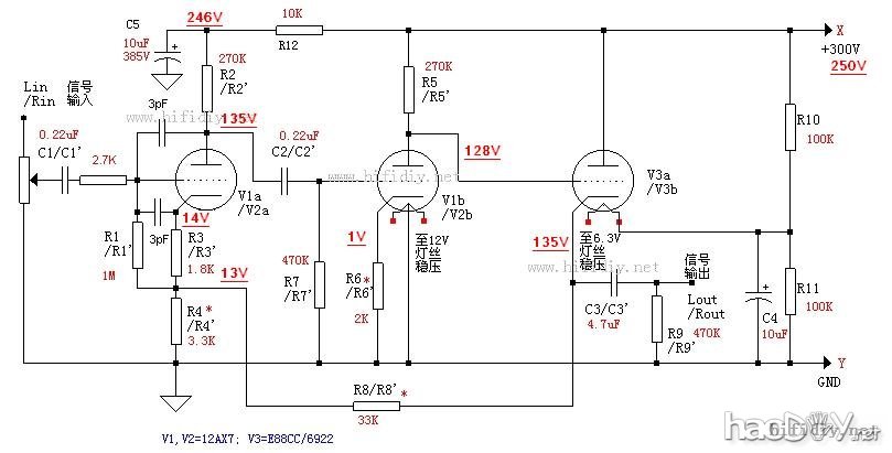 ★DIY一台JP-80 12ax7+6922(6n11)电子管胆前级★