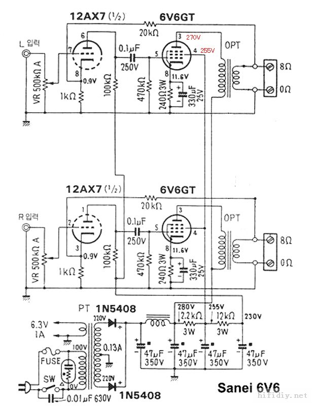 准备做个 12ax7+6V6(6p6p) 单端胆机功放