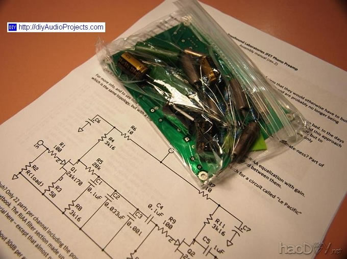 JFET唱机前置放大器套件包 英国译文:JFET RIAA唱机前置唱头放大器唱放套件