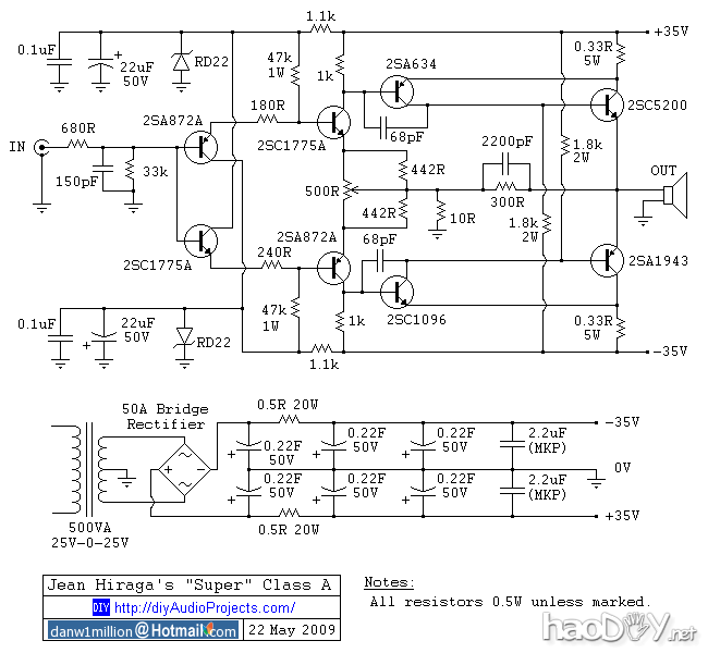 让·平贺超A类放大器原理图 澳大利亚译文:Jean Hiraga的超级A类放大器功放