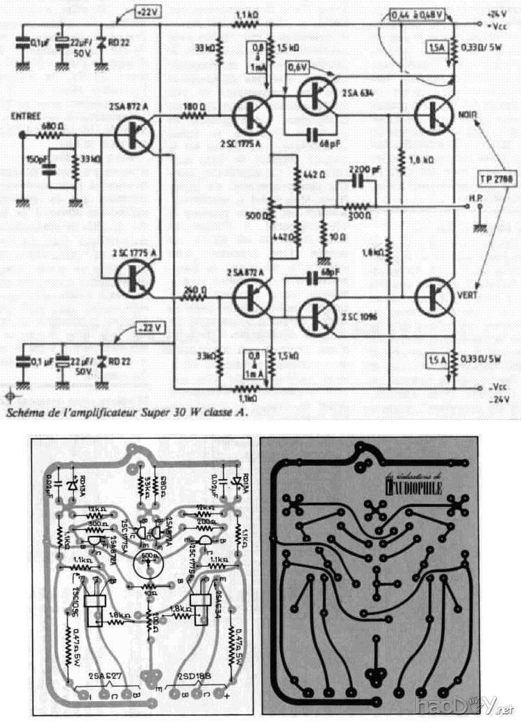 让·平贺超30W的A类放大器的原理图和PCB 澳大利亚译文:Jean Hiraga的超级A类放大器功放