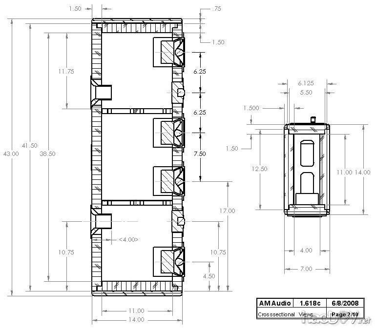 惠威F5 / SD1.1A DIY中置声道音箱外壳图 美国译文:DIY惠威f5 5寸中心声道(中置)扬声器音箱项目