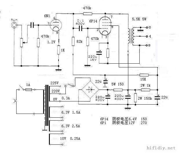 书桌上的6n1+6P14迷你单端胆机