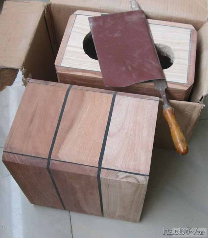 纯手工打造diy制作5寸实木书架箱