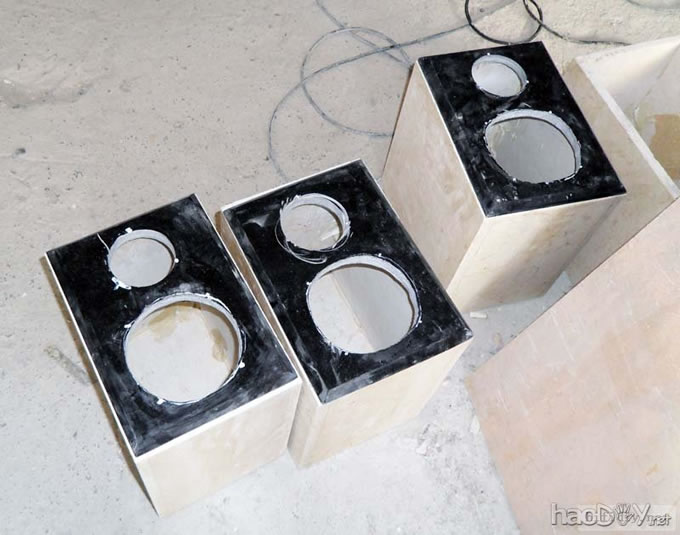 我最爱做石头音箱,又做2对大理石书架音箱