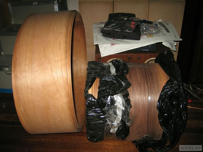 亲手给diy制作音箱贴天然木皮贴皮(油漆过程以后在帖子里补上)