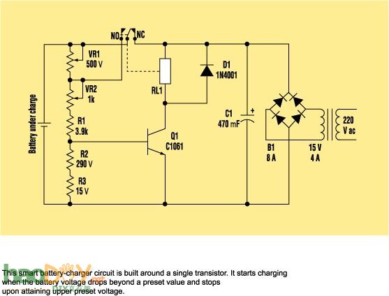 diy利用单晶体管构建智能的电池充电器电路