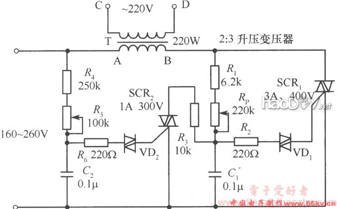 制作升压型220V可控硅交流稳压器