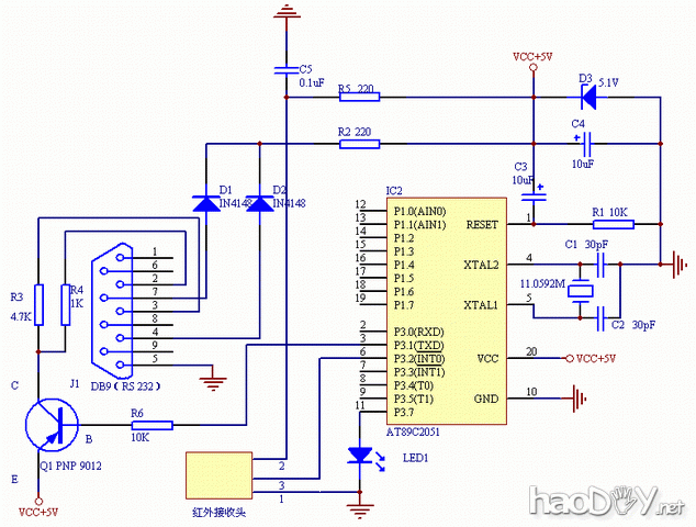 制作20元打造经典PC电脑遥控器附电线路图