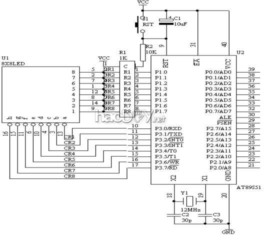 自制8X8 LED点阵显示驱动技术