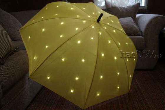 自制DIY一把LED星光伞,雨天好心情!