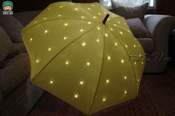 自制DIY一把LED星光伞,雨天好心情!