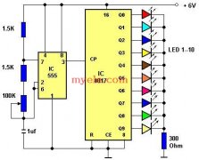 diy十路追逐式led闪光灯电路