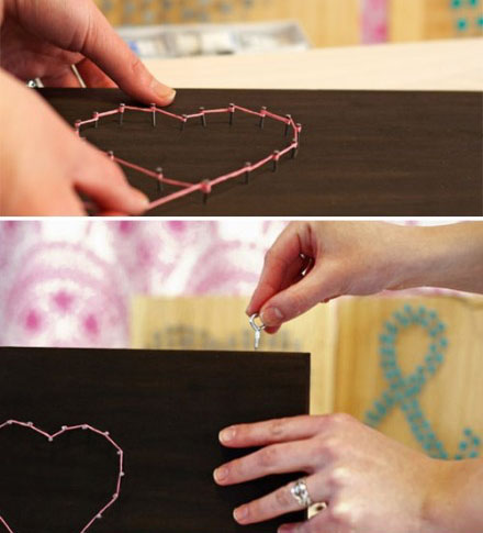 制作用钉子DIY浪漫家居挂饰的方法图例