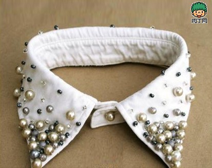 自制假领子diy:白衬衫领子变身复古项链领