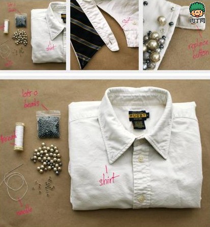 自制假领子diy:白衬衫领子变身复古项链领