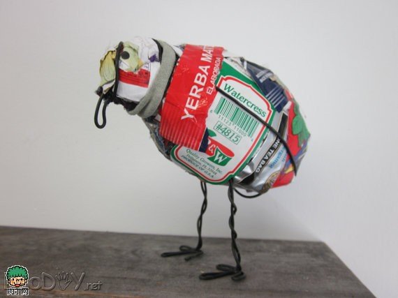 制作旧物改造diy 深情并茂的玩具小鸟摆件