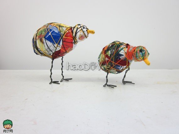 制作旧物改造diy 深情并茂的玩具小鸟摆件