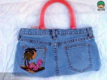 diy牛仔裤改造漂亮实用的包包和收纳袋作品