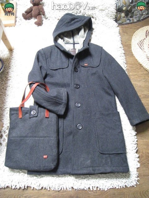 制作旧衣改造长大衣变英伦风格大衣加旧衣改造成包包