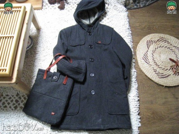 制作旧衣改造长大衣变英伦风格大衣加旧衣改造成包包