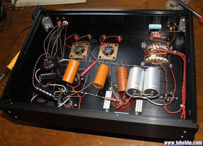 一台最简单线路的12ax7+6V6(6p6p)电子管单端胆机