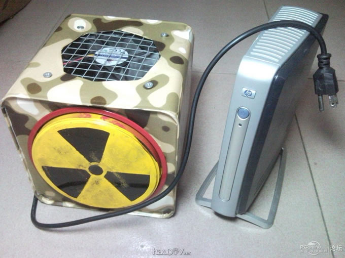 点击查看原图 软硬大改T5710瘦客户机,废旧饼罐改造电脑机箱,30W节能迷彩下载